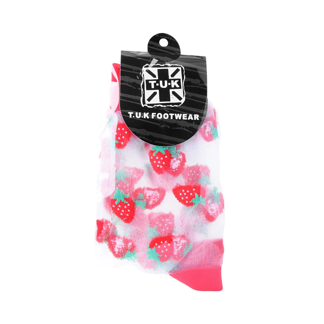 Crew Sock Red Strawberry Mesh Women's - Image 3