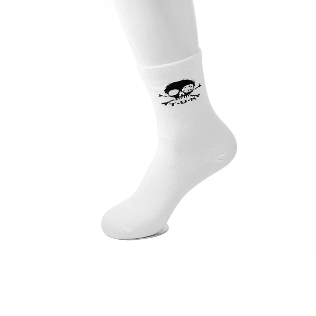 Crew Sock White T.U.K. Skull Women's