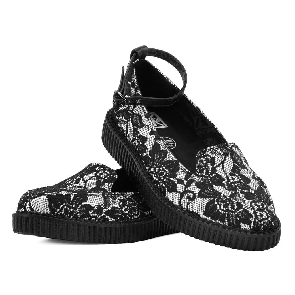 Ballet Creeper Ankle Strap Black/White Lace - Image 3