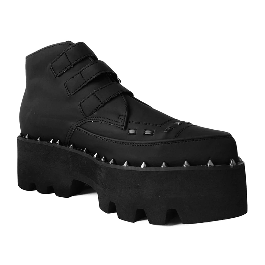 Dino Lug 3 Buckle Boot Matte Black Vegan Leather - Image 5