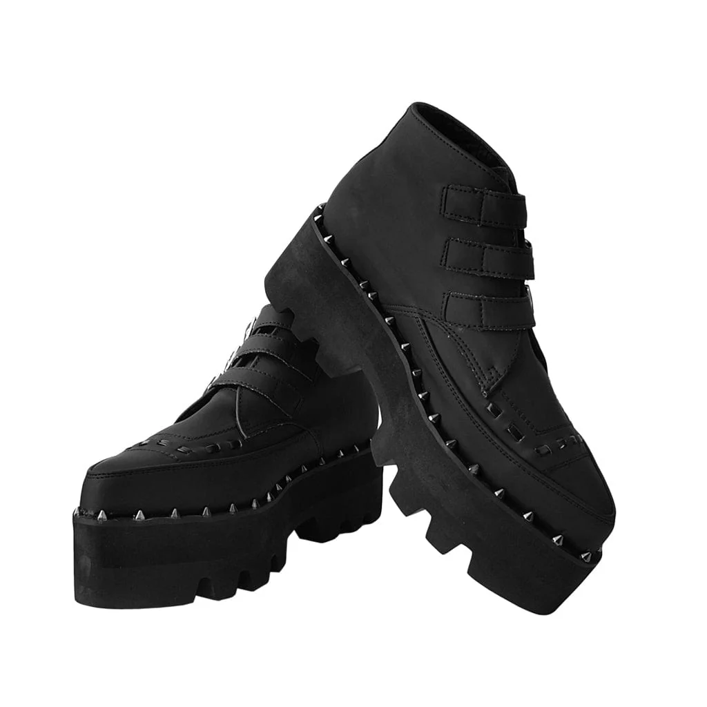 Dino Lug 3 Buckle Boot Matte Black Vegan Leather - Image 6