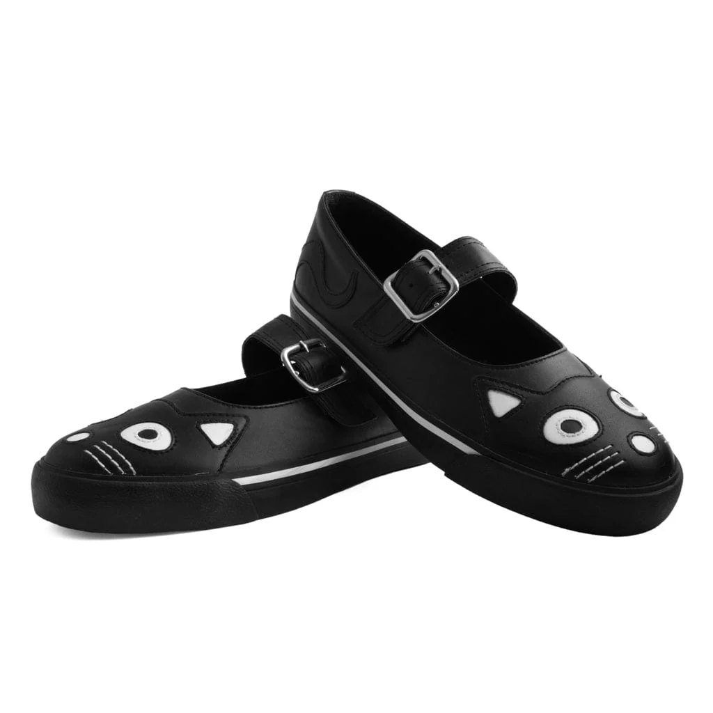 Mary Jane Kitty Sneaker Black Vegan Leather - Image 3