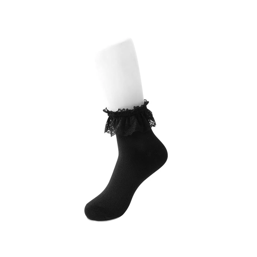 Black Knit Lace Sock Women's