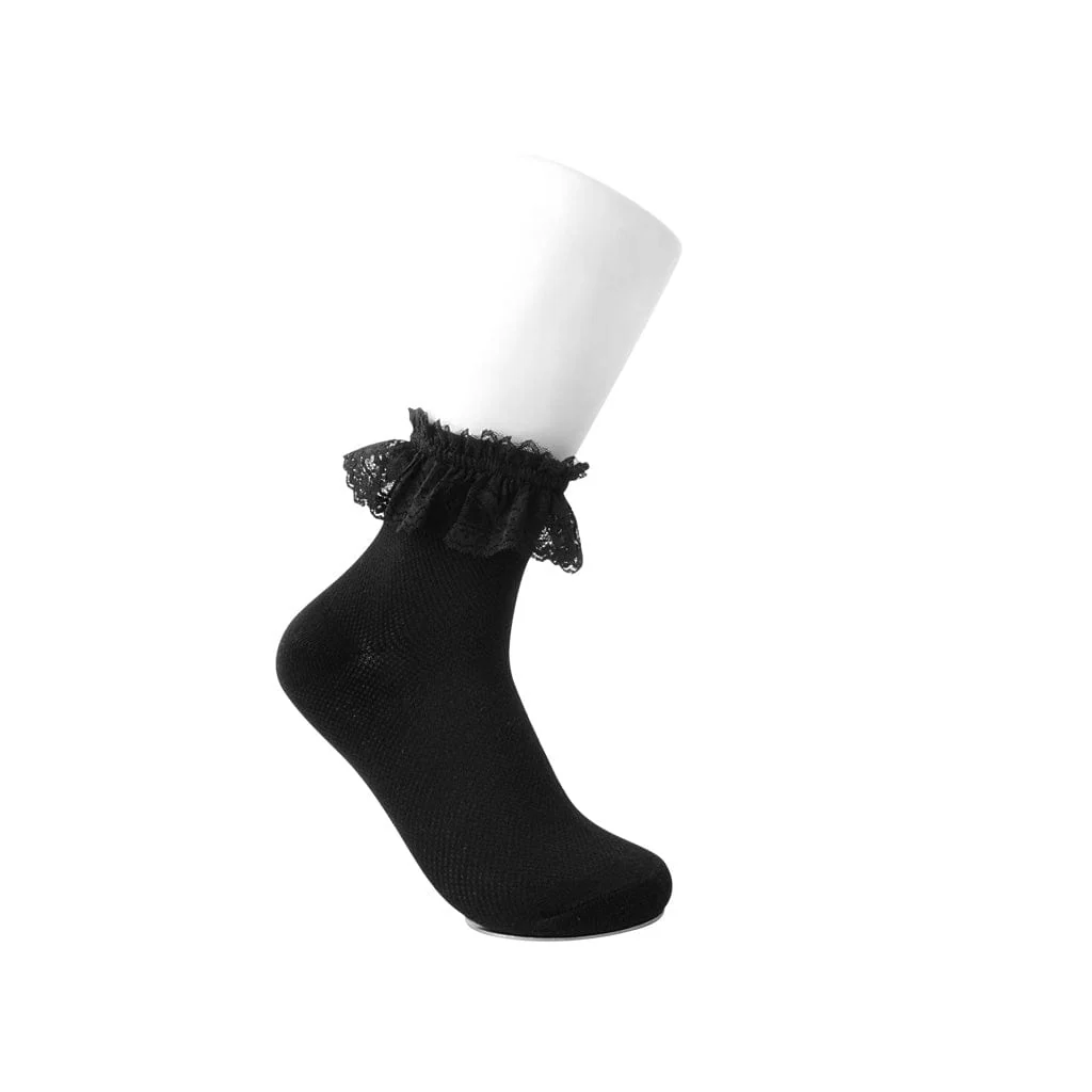 Black Knit Lace Sock Women's - Image 2