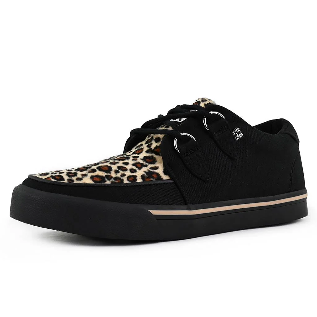 Creeper Sneaker Black Canvas & Leopard Print - Image 4