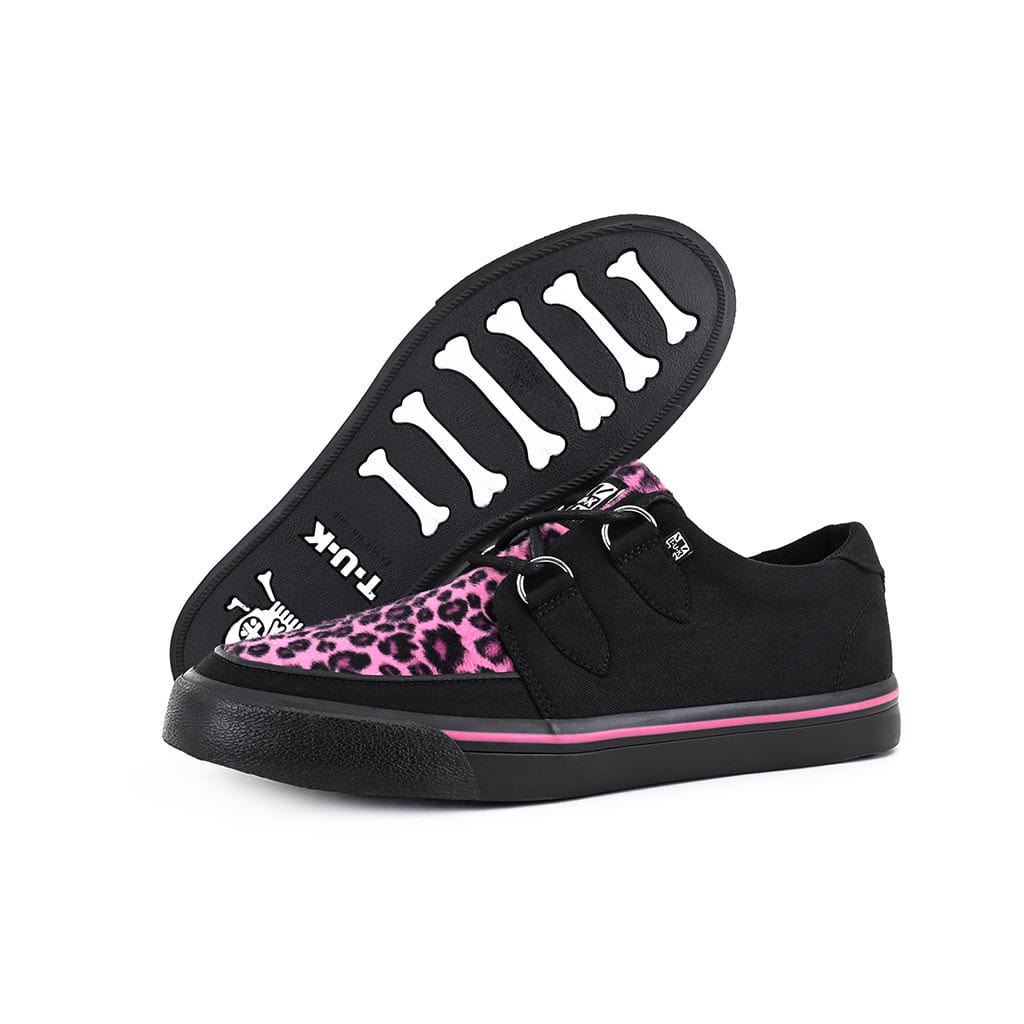 Creeper Sneaker Black Canvas & Pink Leopard Print - Image 4