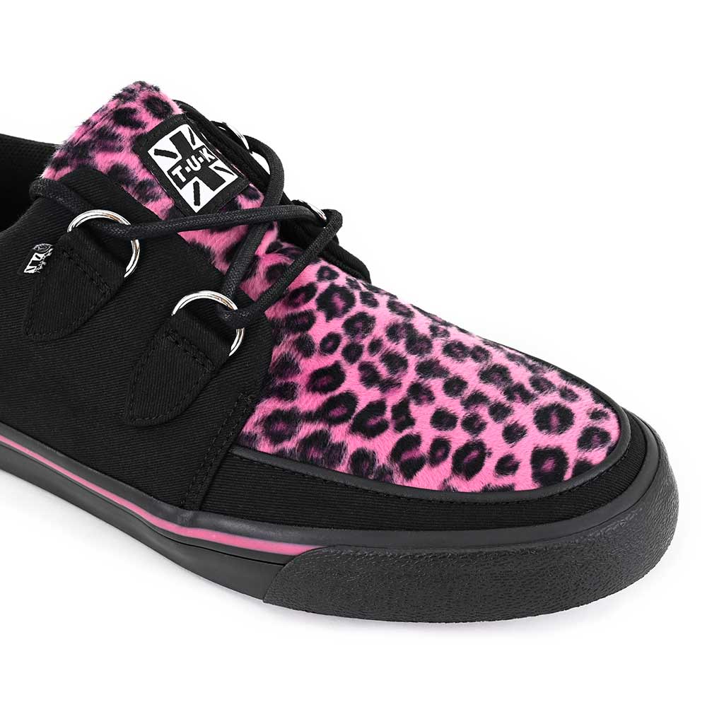 Creeper Sneaker Black Canvas & Pink Leopard Print - Image 5