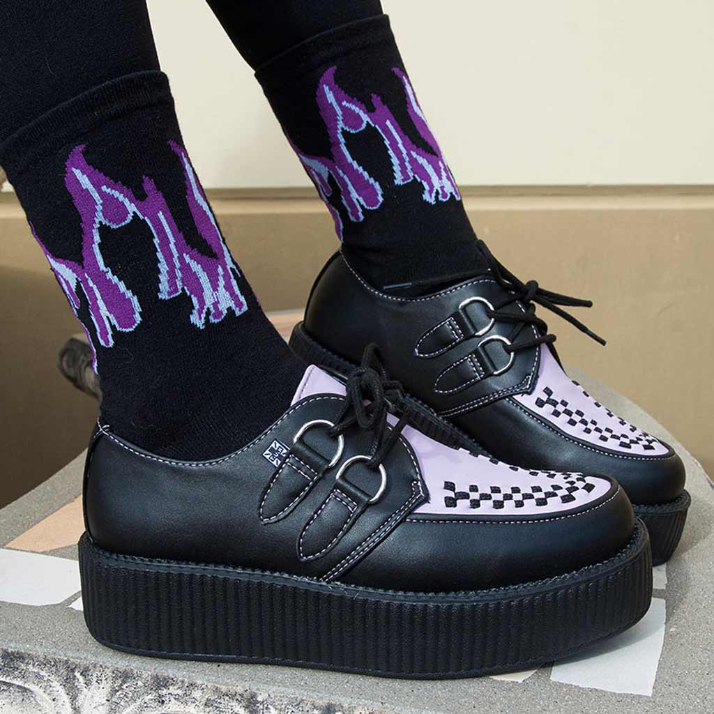 Crew Socks Black & Purple Flame Men's - Image 2