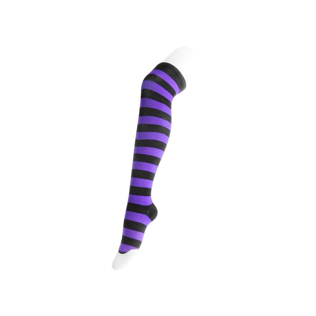 Thigh High Black & Purple Striped Sock Women's