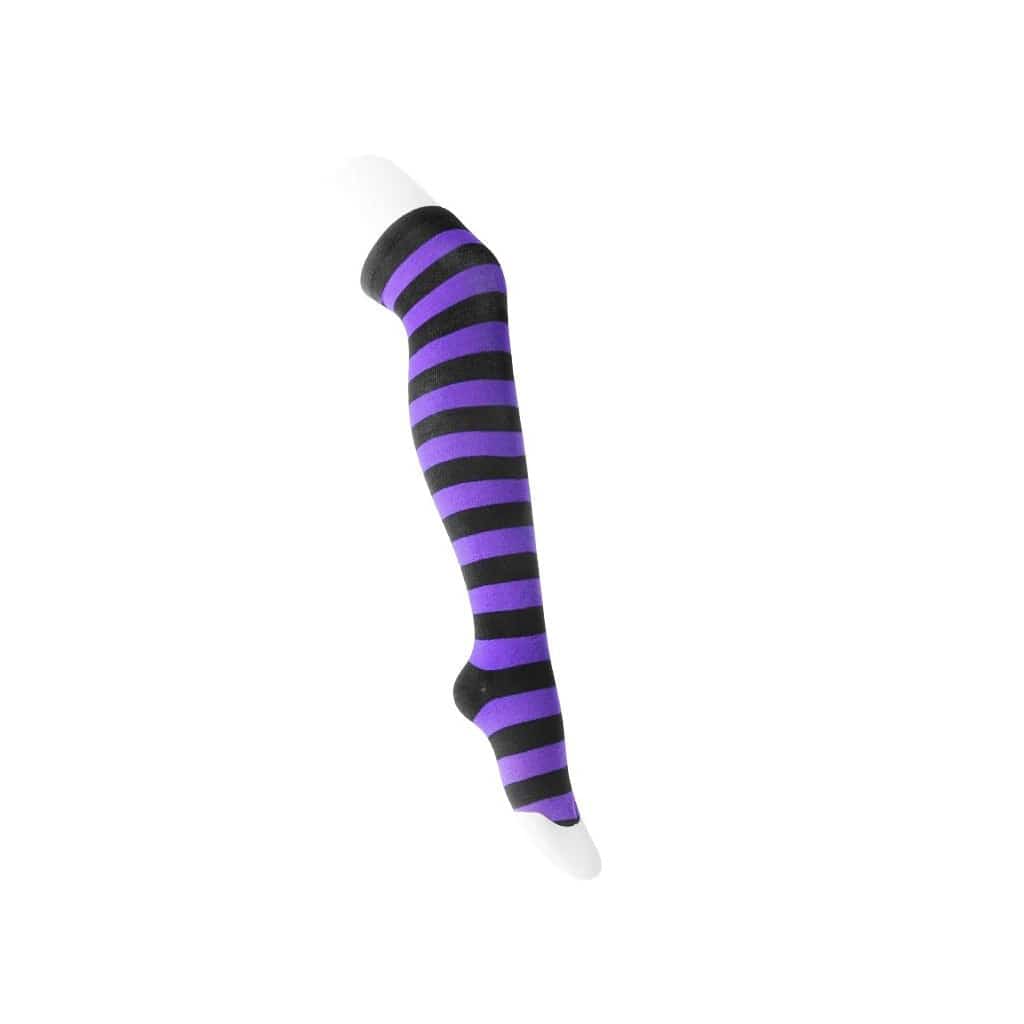 Thigh High Black & Purple Striped Sock Women's - Image 2
