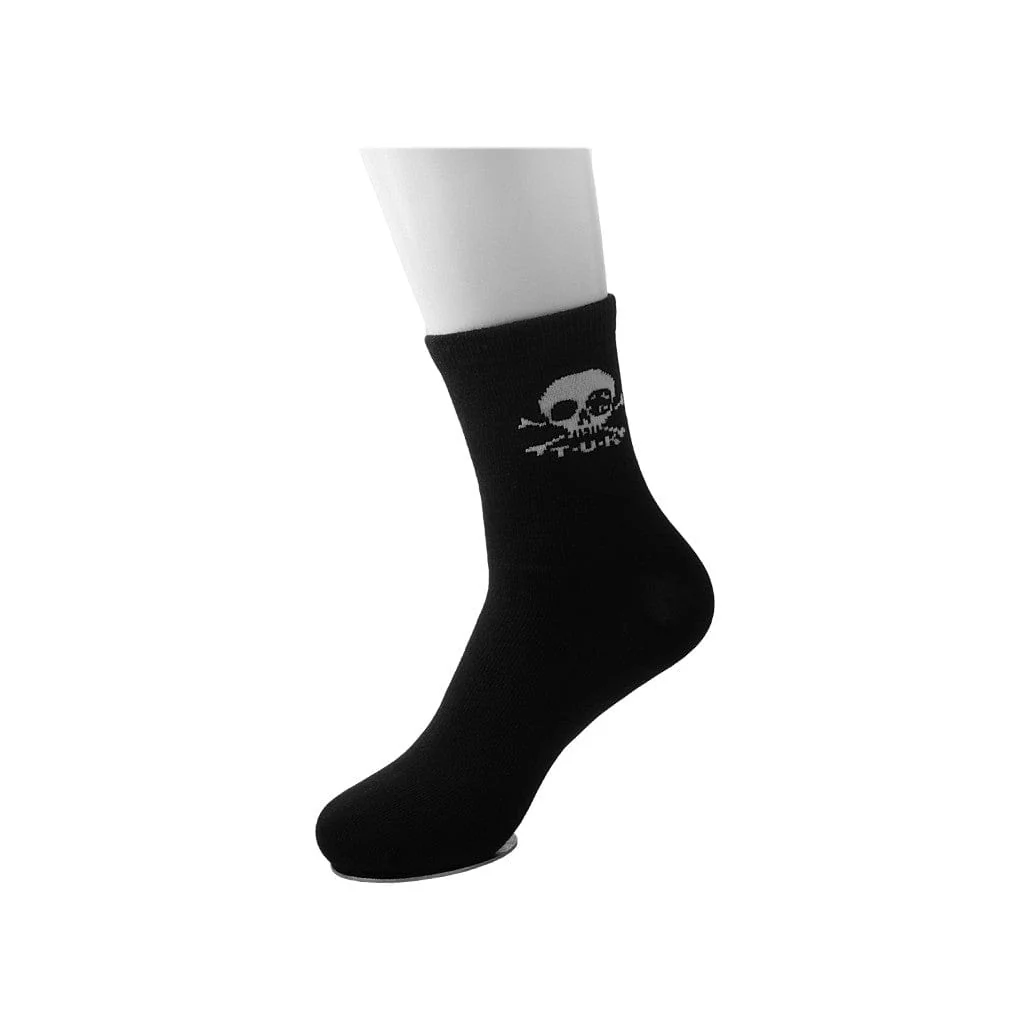 Crew Sock Black Skull Logo Women's