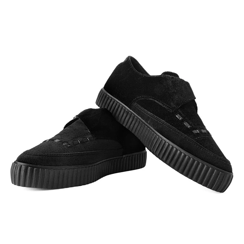 Black Velvet Monk Buckle Pointed Creeper Sneaker - Image 3