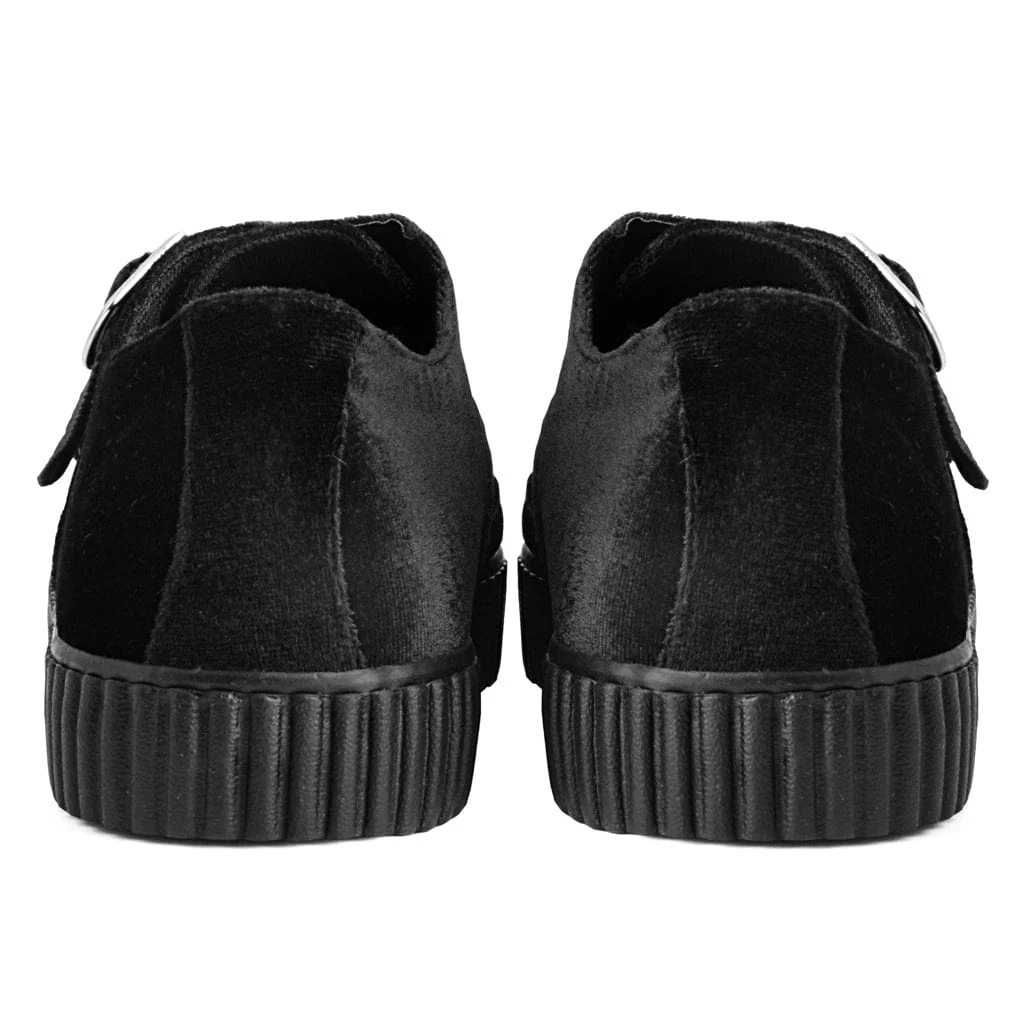 Black Velvet Monk Buckle Pointed Creeper Sneaker - Image 4