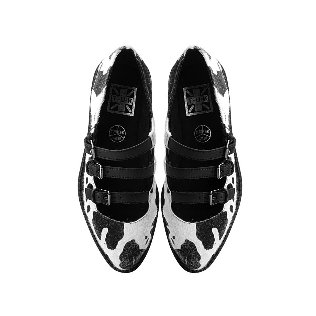Ballet Creeper 3-Strap Black & White Cow Print - Image 5