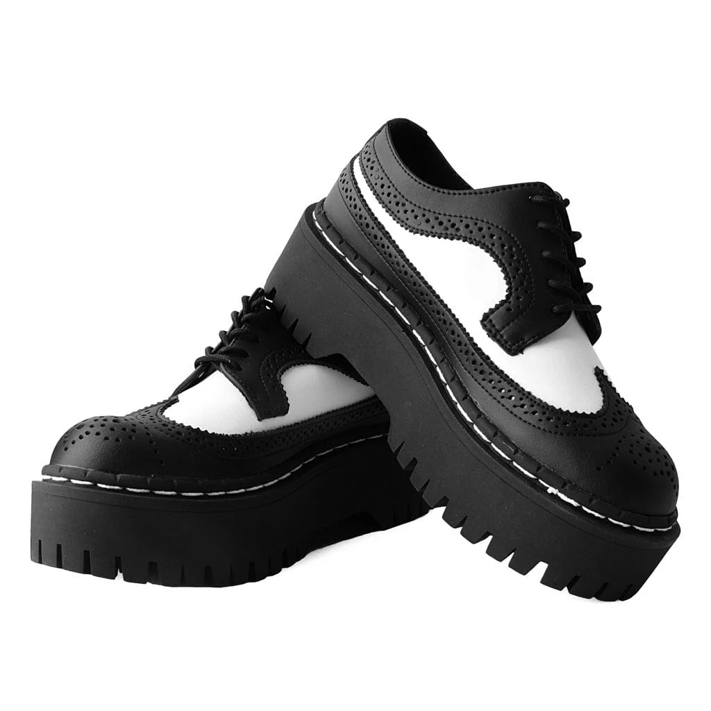 Double Decker Brogue Lace Up Black & White TUKskin™ - Image 3