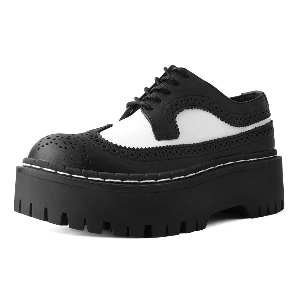 Double Decker Brogue Lace Up Black & White TUKskin™ - Image 4