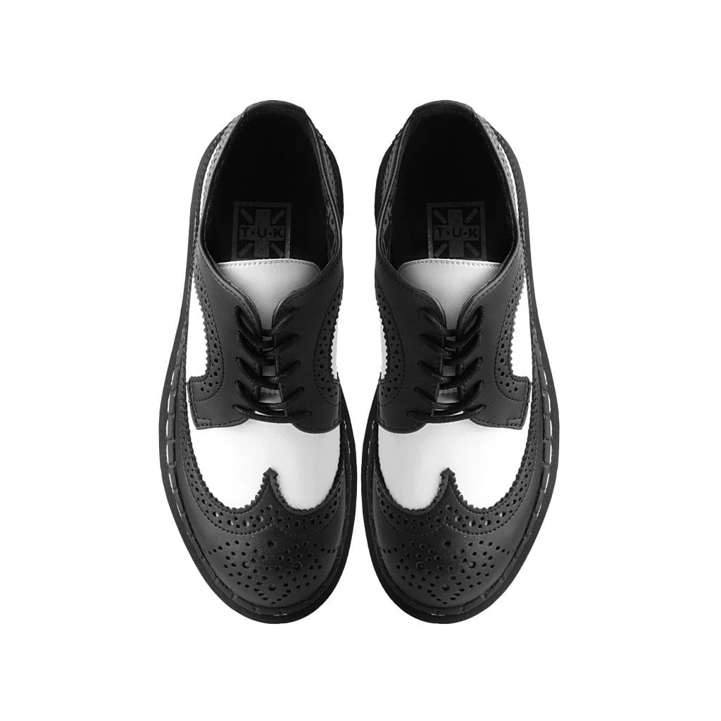 Double Decker Brogue Lace Up Black & White TUKskin™ - Image 5