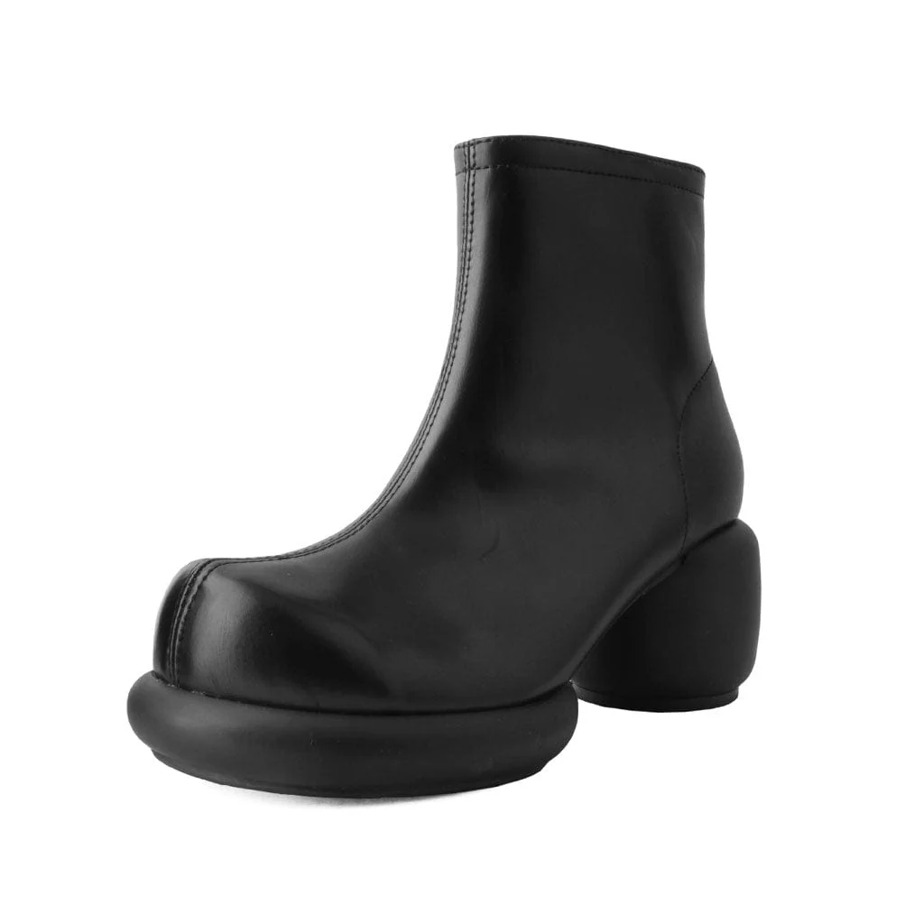 Bubble Heel Boot Black Vegan Leather - Image 4