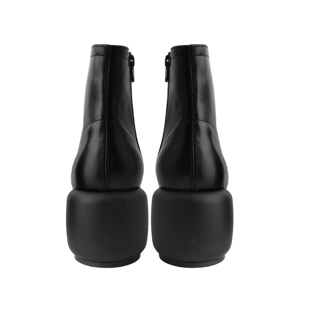 Bubble Heel Boot Black Vegan Leather - Image 5