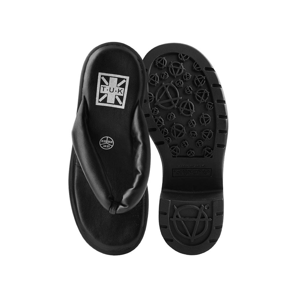 Bubble Heel Platform Thongs Black Vegan Leather - Image 5