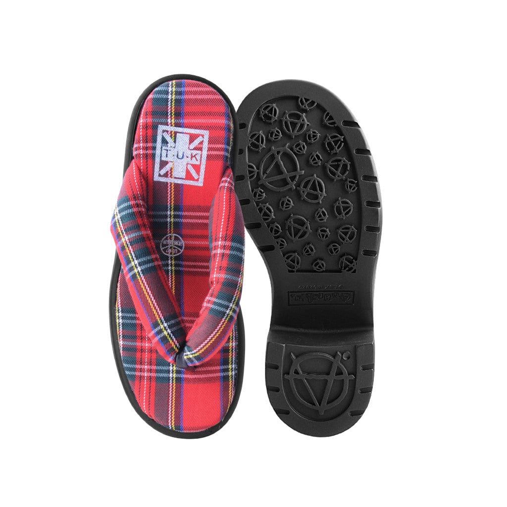 Bubble Heel Platform Thongs Red Tartan - Image 6