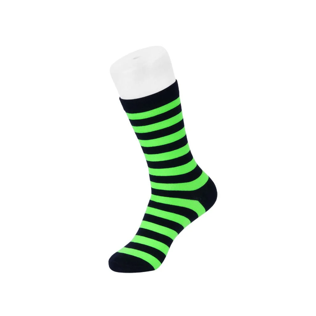 Crew Sock Black & Green Stripe Women's