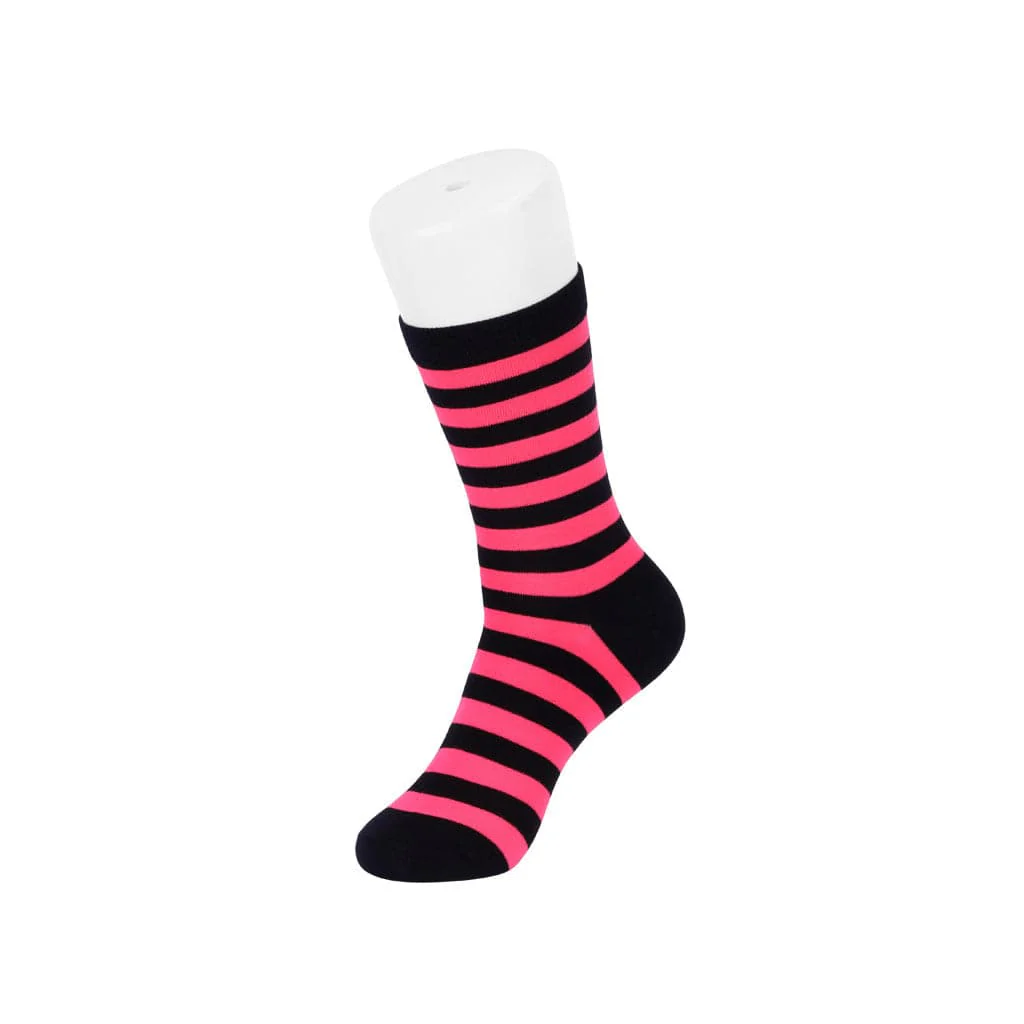 Crew Sock Black & Pink Stripe Men's