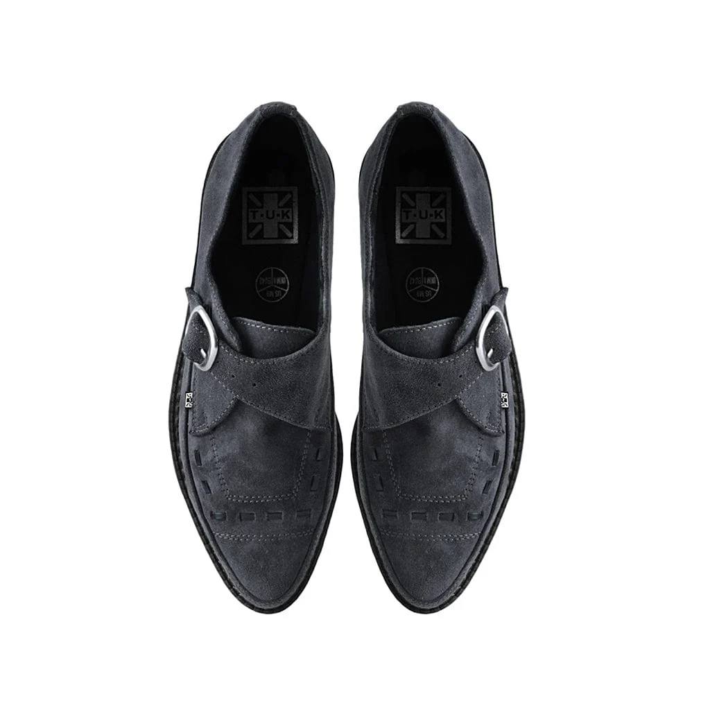 Pointed Creeper Monk Buckle Charcoal Suede - Image 5