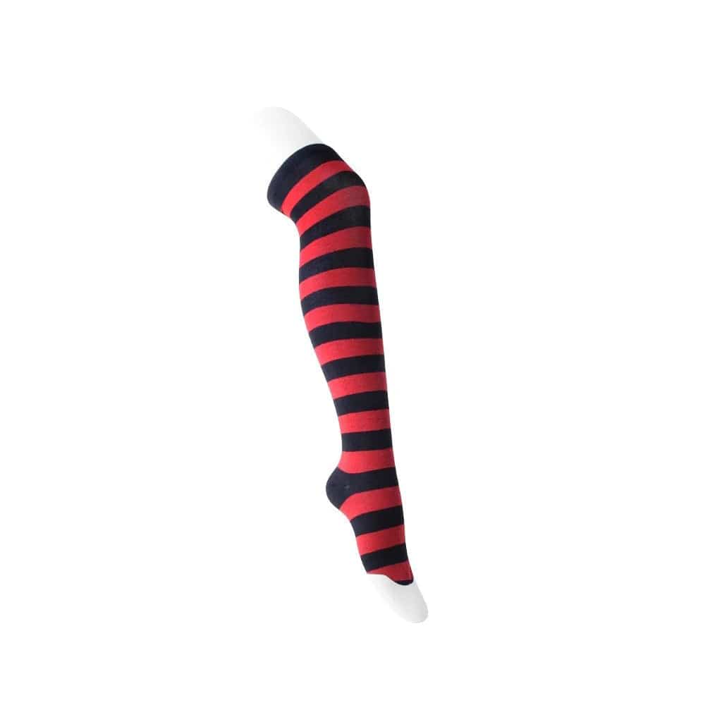 Thigh High Red & Black Striped Sock Women's - Image 2