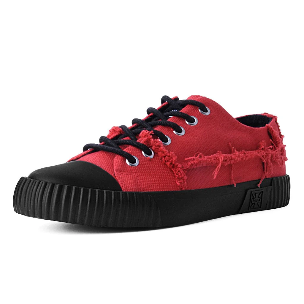 Rubber Toe Sneaker Rough Cut Red Canvas - Image 4