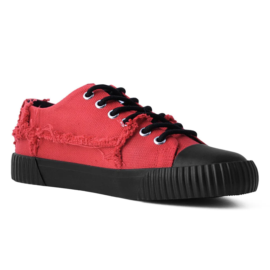 Rubber Toe Sneaker Rough Cut Red Canvas - Image 5