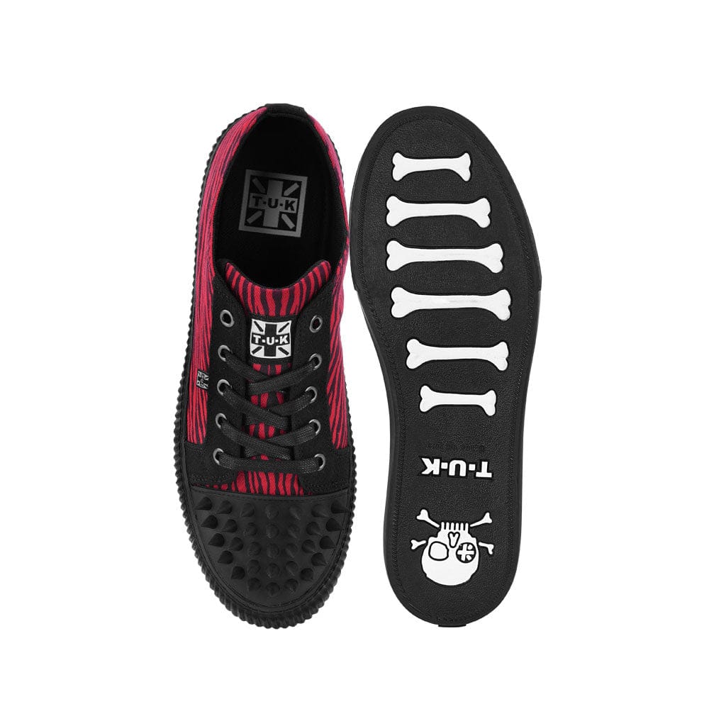 Studded Shell Toe Sneaker Black Red Canvas - Image 2