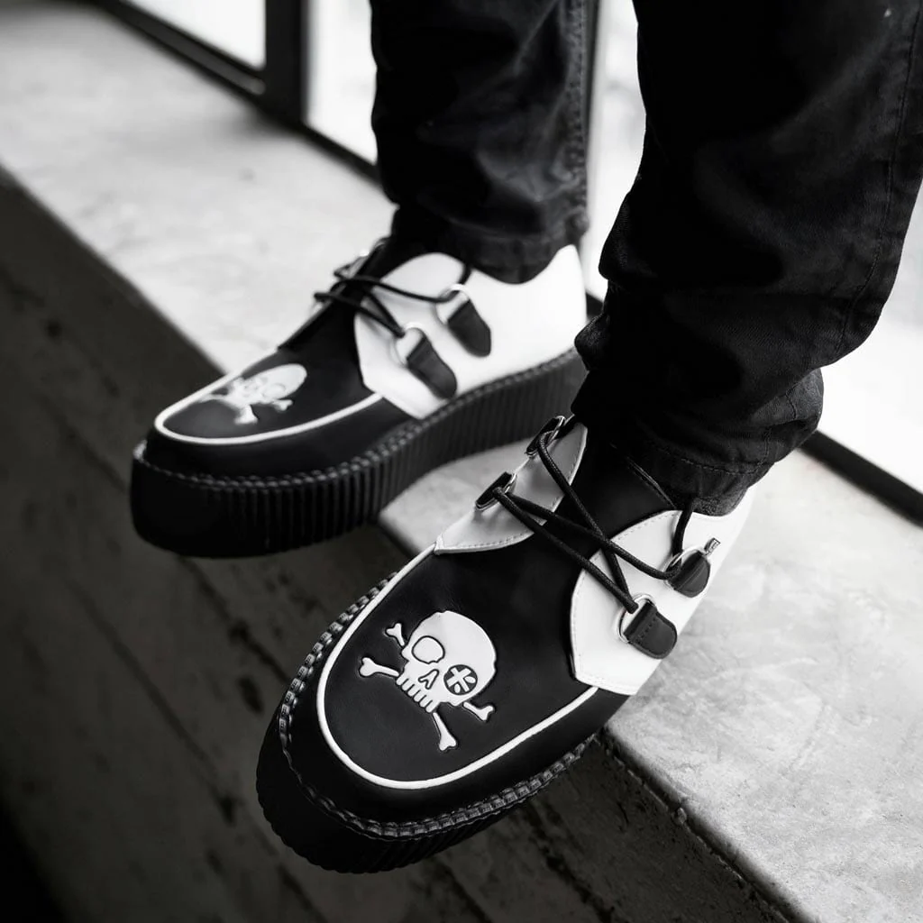 Viva High Creeper Black & White Skull Print - Image 2