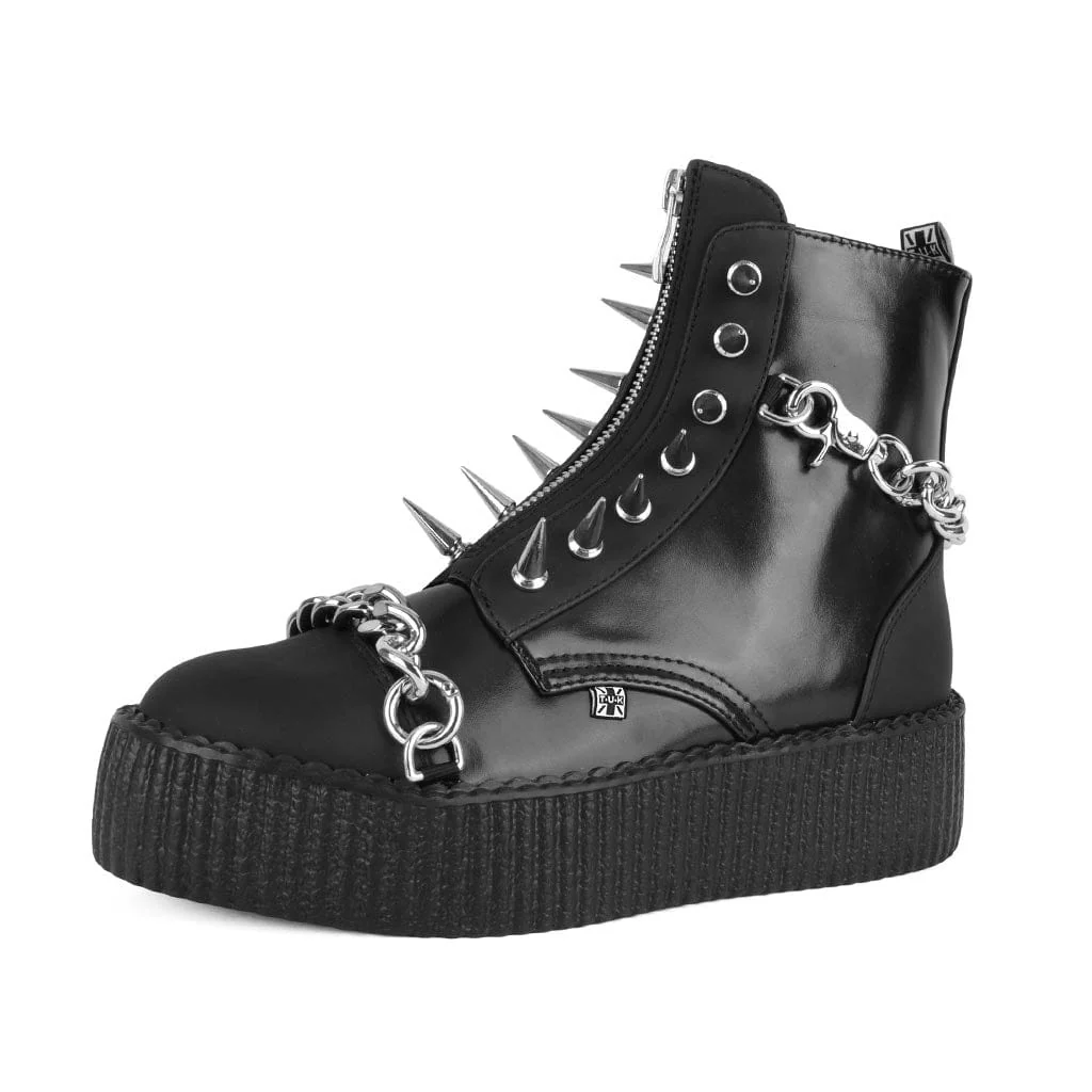 Viva High Spiked Black Zipper Boot TUKskin™ - Image 3
