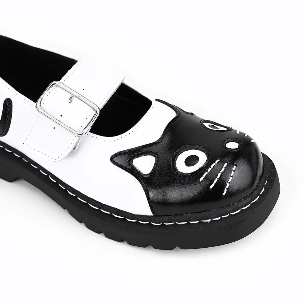 Mary Jane Kitty Black & White Leather - Image 3