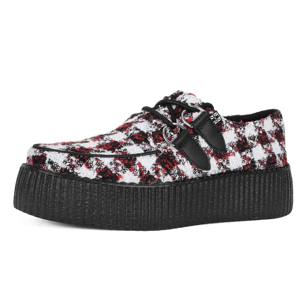 White Black and Red Checkered Tweed Viva High Creepers - Image 4