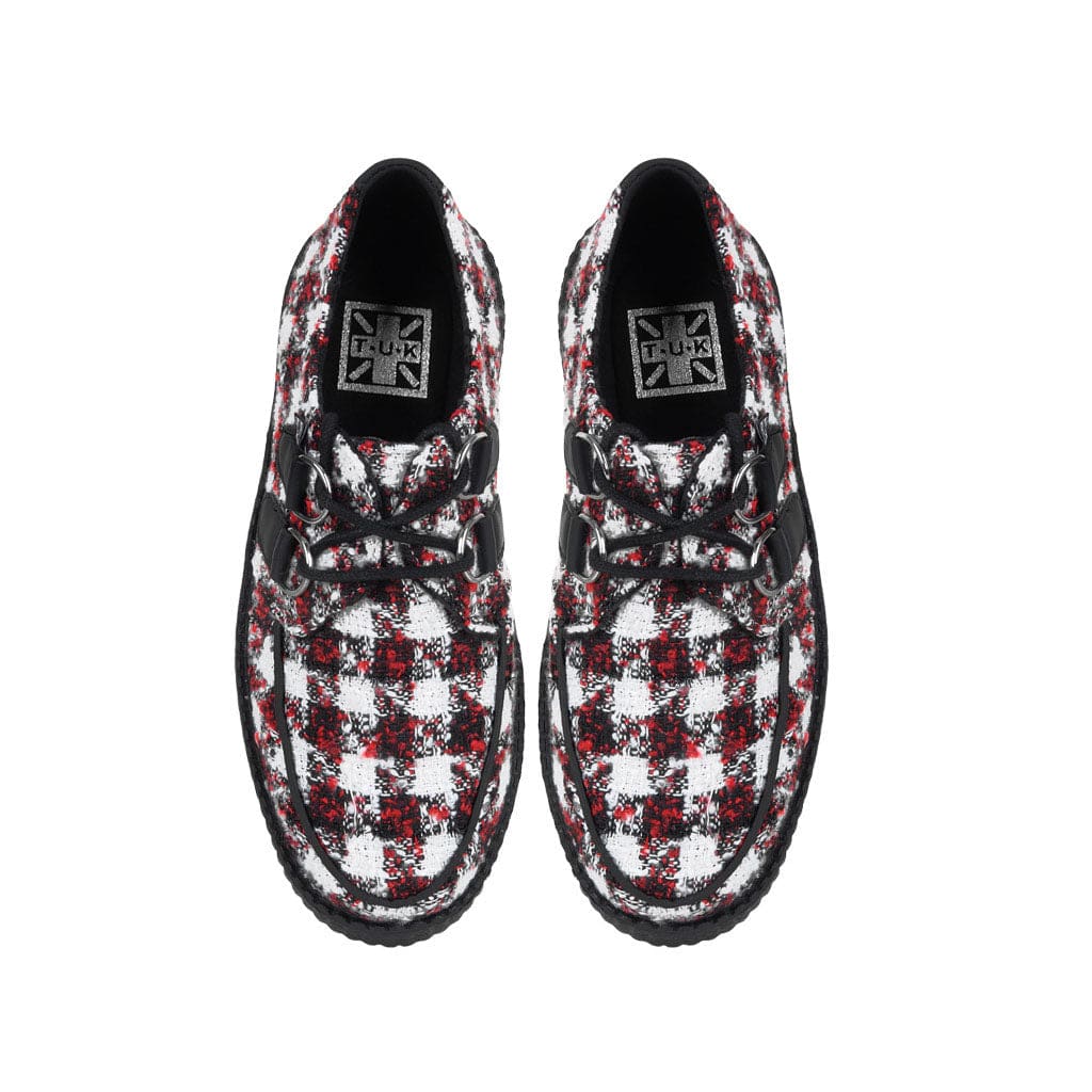 White Black and Red Checkered Tweed Viva High Creepers - Image 5